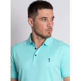 Camisa Polo Aleatory Lisa Algodão Pima Azul Água