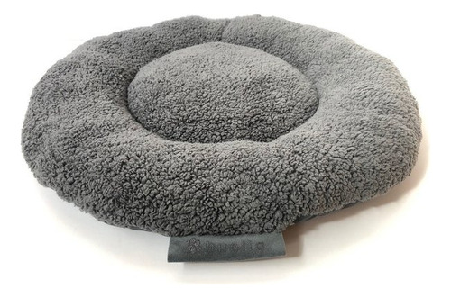 Colchon Cama Corderito Circular Gris Para Perros Mascotas T3