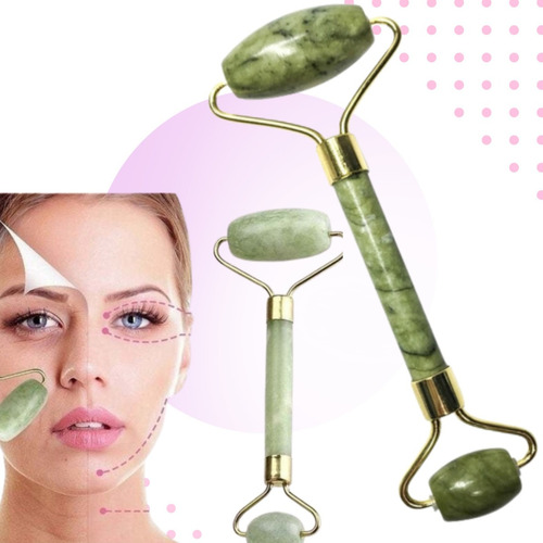 Masajeador Rodillo Facial Corporal Piedra Jade Verde Lfme