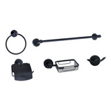 Set Accesorios Para Baño X 5 Piezas Negro Mate