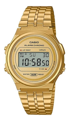 Reloj Casio Hombre Mujer A171weg 9a Ø36.6mm Vintage -impacto Malla Dorado Bisel Dorado Fondo Weg-9a