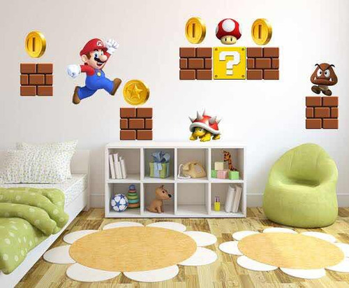 Mario Bros Vinil Decorativo Para Cuarto Niños