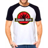 Camisa Raglan Jurassic Park Rock Masculina