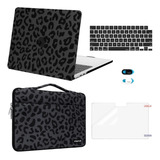 Funda Y Protector Macbook Air M2 13 Pulgadas Negro Leopardo