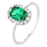 Anillo Para Mujer Esmeralda Plata S925 Elegante Brillante