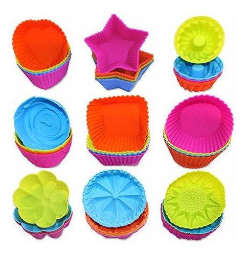 36 Tazas De Silicona Para Hornear Cupcakes, Moldes Reut...