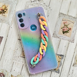 Funda Brillito Arcoiris+cadena Para Moto G31 G51 G71 E20/40