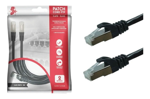 3x Cabo De Rede Rj45- 2 Mts Cat6 Internet Lan Pret Blindado 