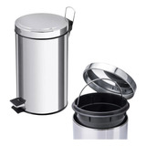 Lixeira Inox Com Pedal Banheiro 5 Litros Cozinha Com Cesto