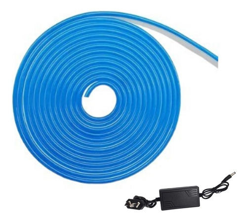 Tira Manguera Neon Led Flexible Azul 5mts Con Fuente