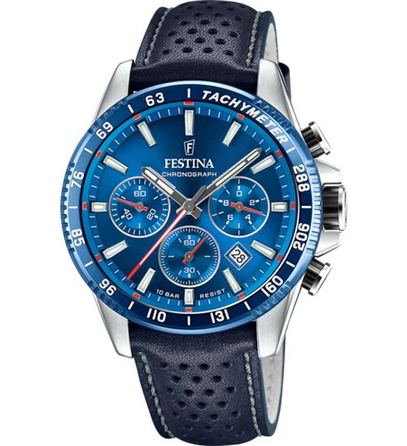 Reloj Festina F20561  Cronografo Taquimetro Cuero Biselado