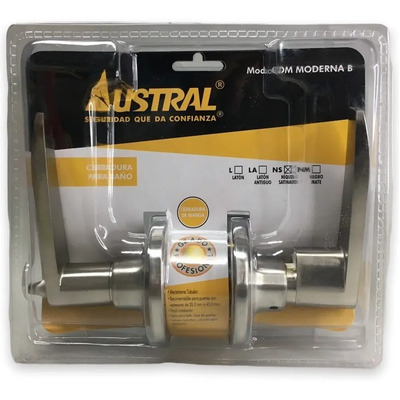 Cerradura Moderna Manija Baño Austral 233013 Color Níquel Satinado | Envío gratis
