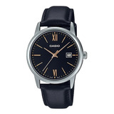 Reloj Casio Mtp-v002l-1b3 Clásico, Cuero Negro, Duradero