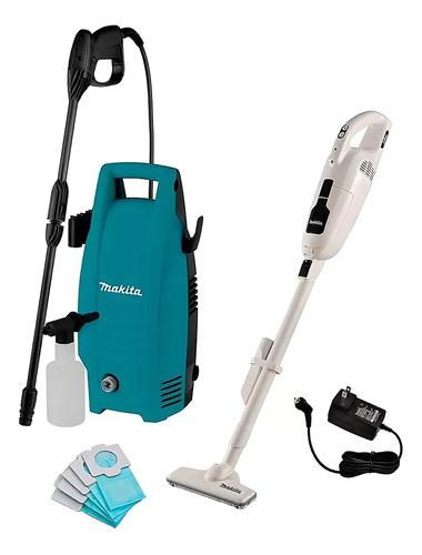 Kit Hidrolavadora De Alta Presión Makita Hw101 + Aspiradora