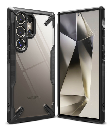 Estuche Funda Antichoque Ringke Fusion X Para Samsung Galaxy S24 Ultra | Antideslizante Delgado Rígido | Soporte Correas | Protección De Grado Militar   - Negro