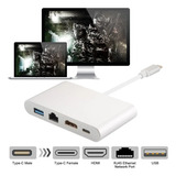 Adaptador Tipo-c Thunderbolt 3.0 X Hdmi Usb E Rj45