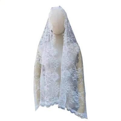 Mantilla Católica, Velo De Misa, Bordado Religioso, Encaje E