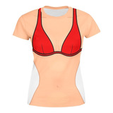 Playera Sublimada Dama Full Print Cuerpo Bikini Rojo