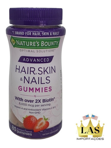 Hair Skin Nails Com 6000mcg Biotin 80 Gummies