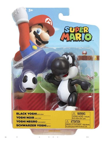 Yoshi Negro Con Huevo 10cm Articulado Jakks Pacific 