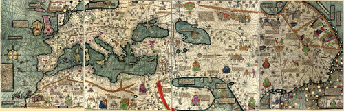 Lienzo Canvas Arte Mapa Mundi Atlas 2 España 1375 50x154