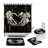 Atgowac Juego De Cortinas De Ducha Con Diseño De Calavera, C