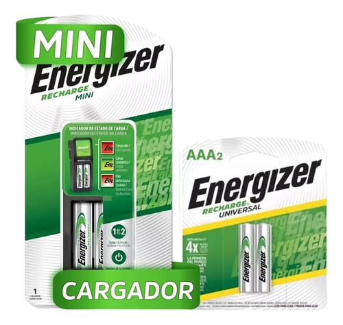 Cargador De Pilas Aa Aaa Energizer Mini 4 Recargables Combo