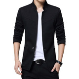 Saco Blazer Moderno Elegante Con Cuello Mao Slim Fit Méx [u]