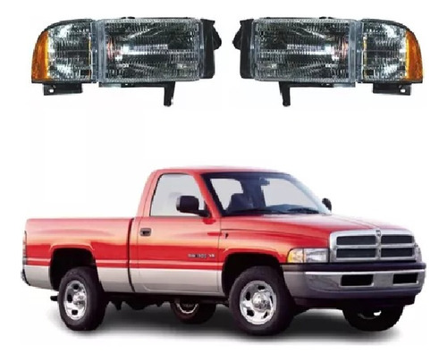 Jgo Faros Cuartos Y Base Faro Dodge Ram 1994 1995 1996 1997