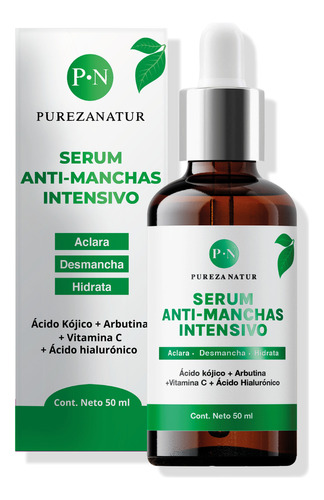 Serum Aclarante De Paño Manchas Facial Y Ácido Hialurónico Suero Reductor De Hiperpigmentación Y Mancha Obscura Facial Todo Tipo De Piel 50ml Pureza Natur