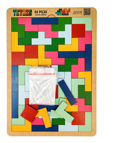 Brinquedo Educativo Jogo Tetris Madeira Combinação De Peças