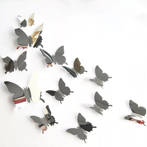 24 Mariposas Tipo Espejo Decoracion En 3d, Varios Colores