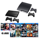 Playstation 3 Ps3 Play Usado Com 40 Jogos + 2 Controles