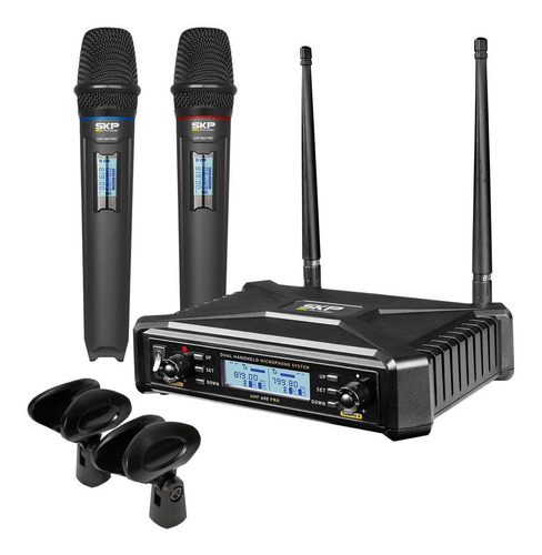 Sistema 2 Micrófonos Inalámbricos Skp Uhf-600 Pro