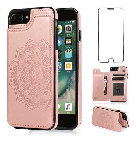 Funda Cartera Para iPhone 7 Plus/8 Plus/7+/8+ Pu Leat7600