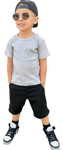 Kit Infantil Masculino Bermuda E Camiseta Conjunto Estiloso