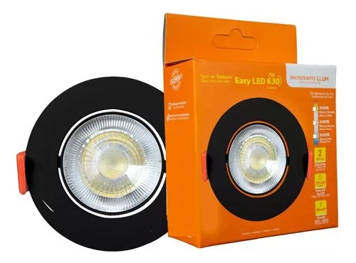 05 Spots Led Embutir 7w Redondo Preto Direcional Bivolt Llum