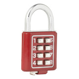 Candado Combinación Numérica Acero Inoxidable Rojo 35mm Lock