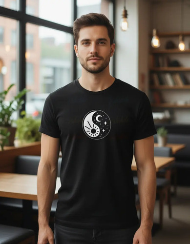 Playera Retro Yin Y Yang Sol Y Luna Espacio Logo Simbolo