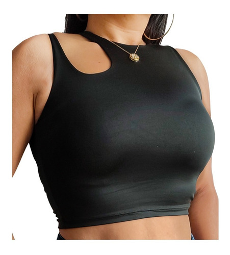 Crop Top Para Mujer De Polilycra Sin Mangas De Moda Blusa