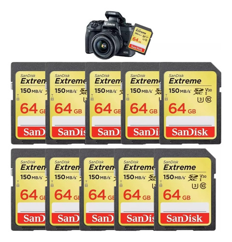 Kit Fotógrafo 10 Cartões Sandisk Extreme 170mb/s 64gb