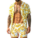 Conjunto Camisa Manga Corta Estampado Hawaiano