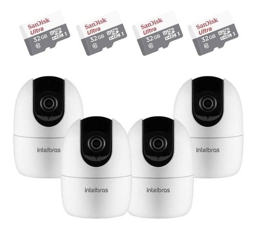 4 Câmeras Wifi 360° Im4 C Mibo Fhd Intelbras + Sd 32gb Ultra