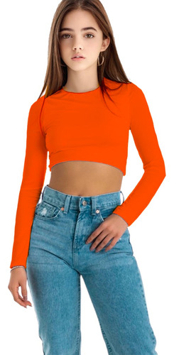 Blusa Crop Top Niñas Manga Larga