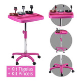 Carrinho Para Coloração + Kit Tigelas C/ Pinceis! - Dompel Cor Rosa