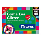 Carpeta Goma Eva Glitter  Adhesiva  6 Pliegos