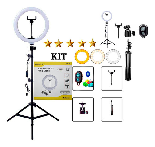 Kit Iluminador Ring Ligth Anel Luz 26cm Fotos Make Tripé 2.1