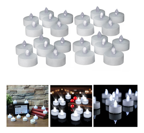 Velas Blanco Frio Led Con Pila X 24 Souvenir  Decoración 