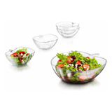 Juego Platon Tazon Ensaladera Bowl 5 Pzs Forma Manzana Crisa Color Transparente