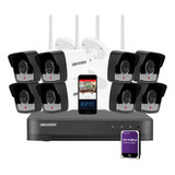 Kit Seguridad Hikvision Dvr 8ch +  8 Camaras Wifi + Disco 1